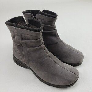 Teva Capistrano Suede Ankle Boots Womens 6.5 Gray Slouch Leather Side Zip F8014E